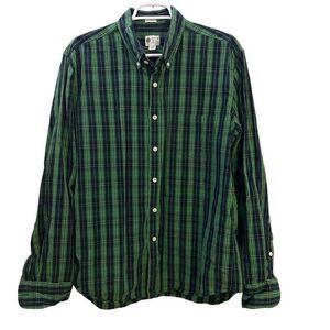 J. Crew Shirt Mens Large Long Sleeve Green Tailored Fit Cotton Button Down Shirt